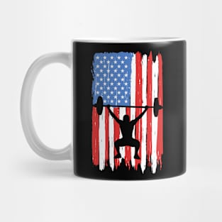 American Flag Powerlifting Graphic Mug